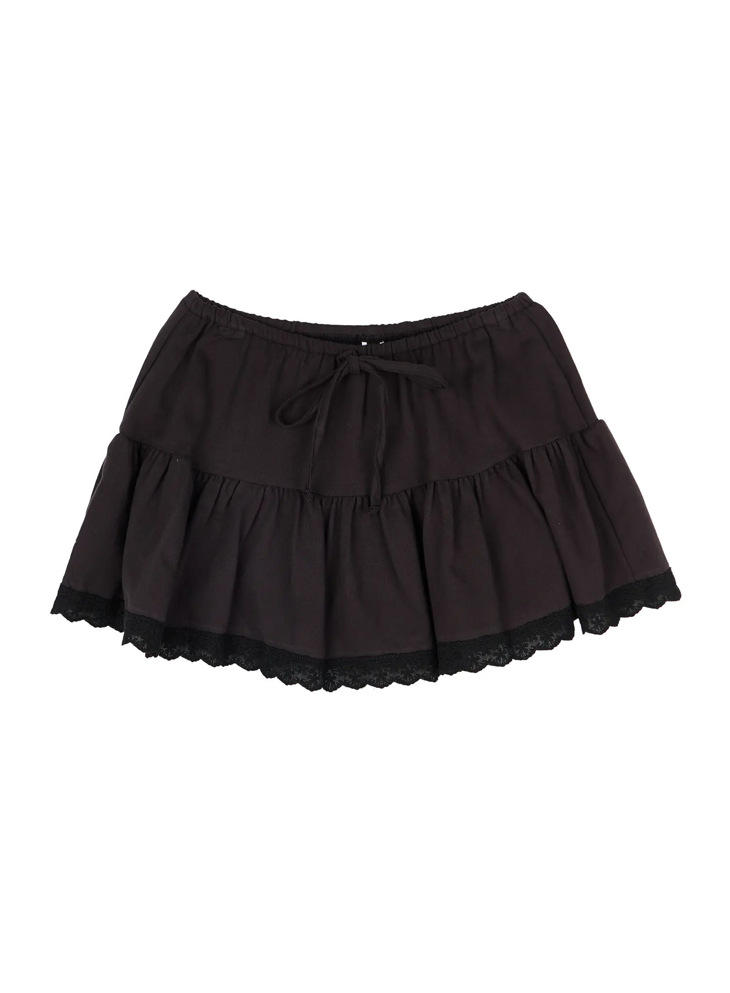 frill-trim-mini-skirt-cy512 / Black
