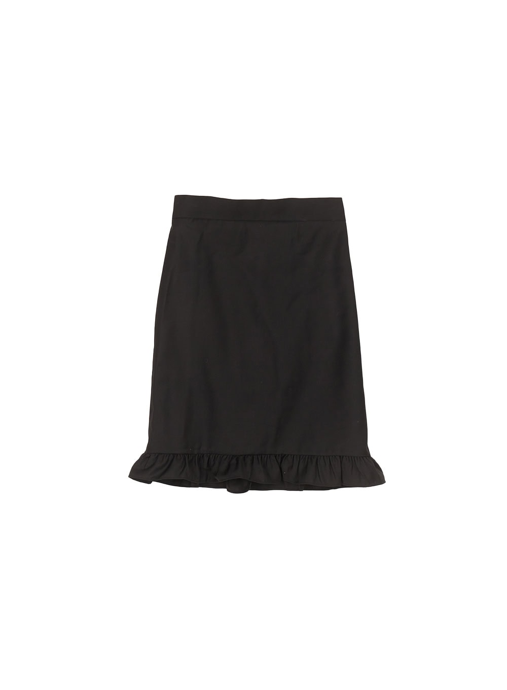 frill-straight-fit-midi-skirt-cf526 / Black