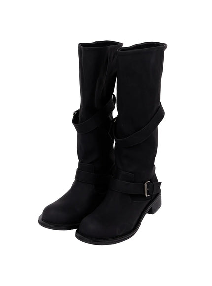 slouchy-mid-calf-boots-ca503 / Black