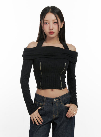 off-shoulder-dream-crop-top-cn419 / Black