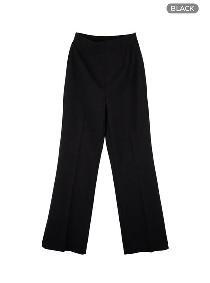 solid-straight-leg-trousers-os423 / Black