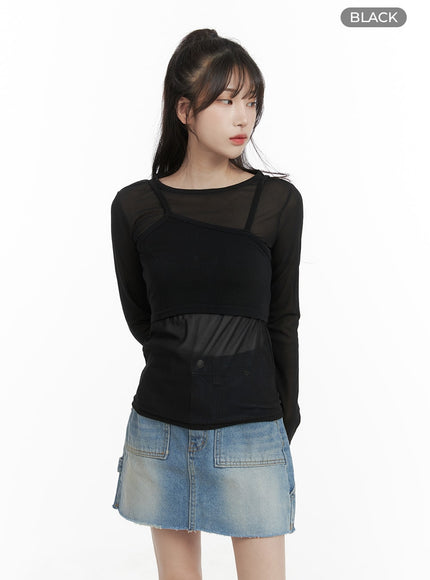 asymmetrical-layered-top-ca403 / Black