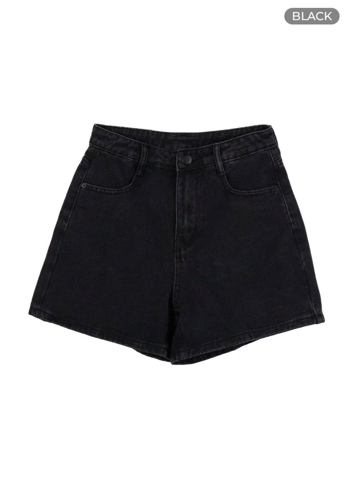 basic-denim-light-washed-shorts-ou411 / Black