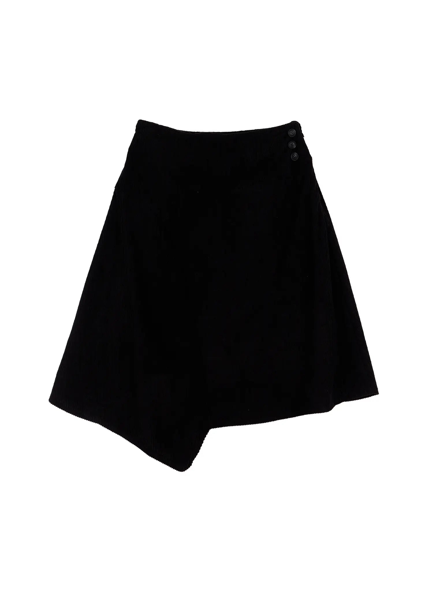 asymmetric-button-midi-skirt-cn521 / Black