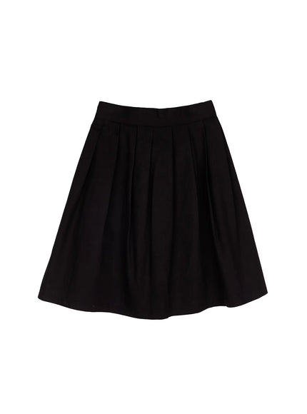 casual-pleated-midi-skirt-cm531 / Black