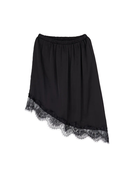 asymmetrical-lace-midi-skirt-cy512 / Black