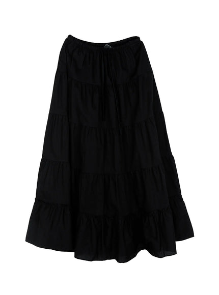 tiered-frill-maxi-skirt-cl530 / Black