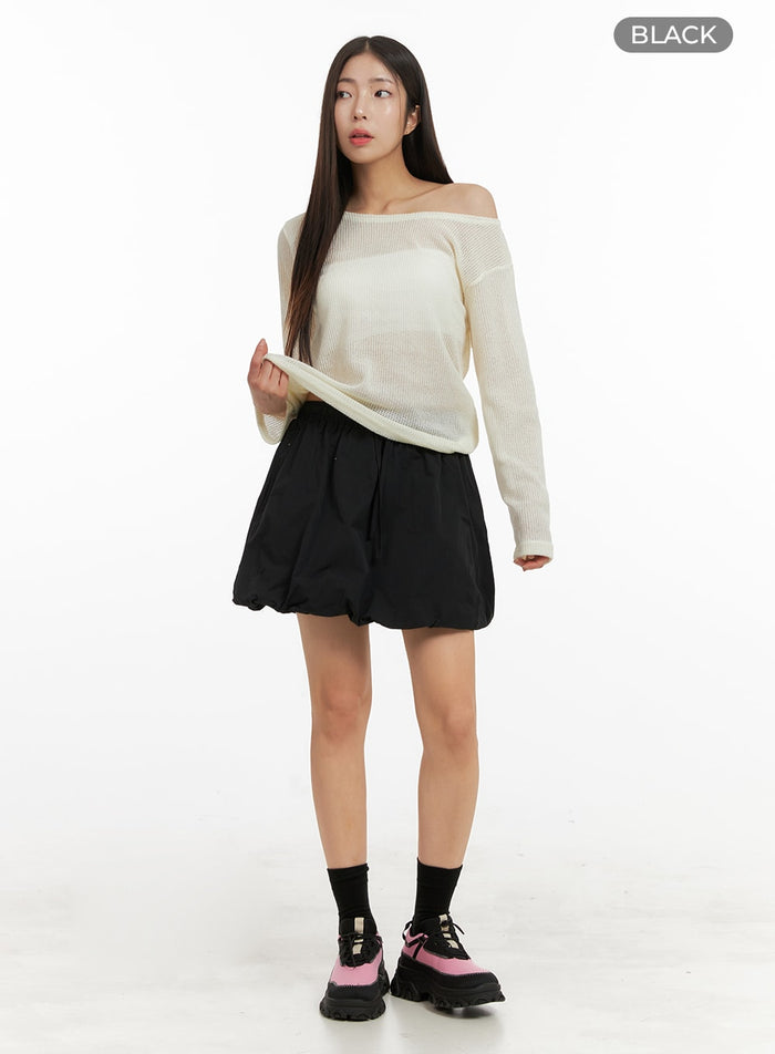 bubble-hem-mini-skirt-oa429 / Black