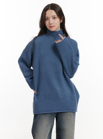 cozy-knit-turtle-neck-sweater-on429 / Blue