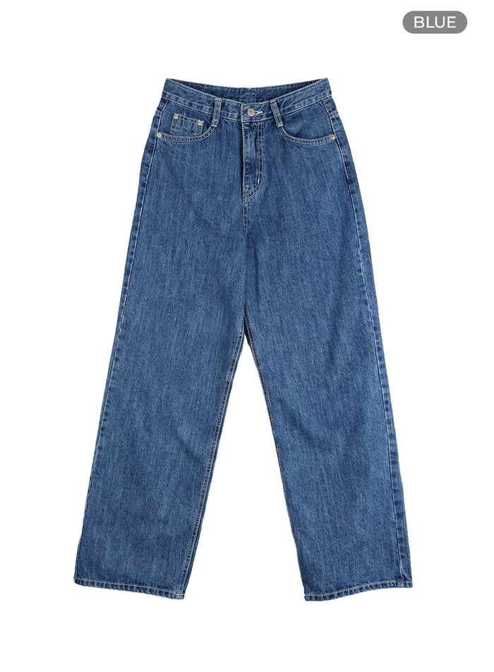 washed-cotton-baggy-jeans-om406 / Blue