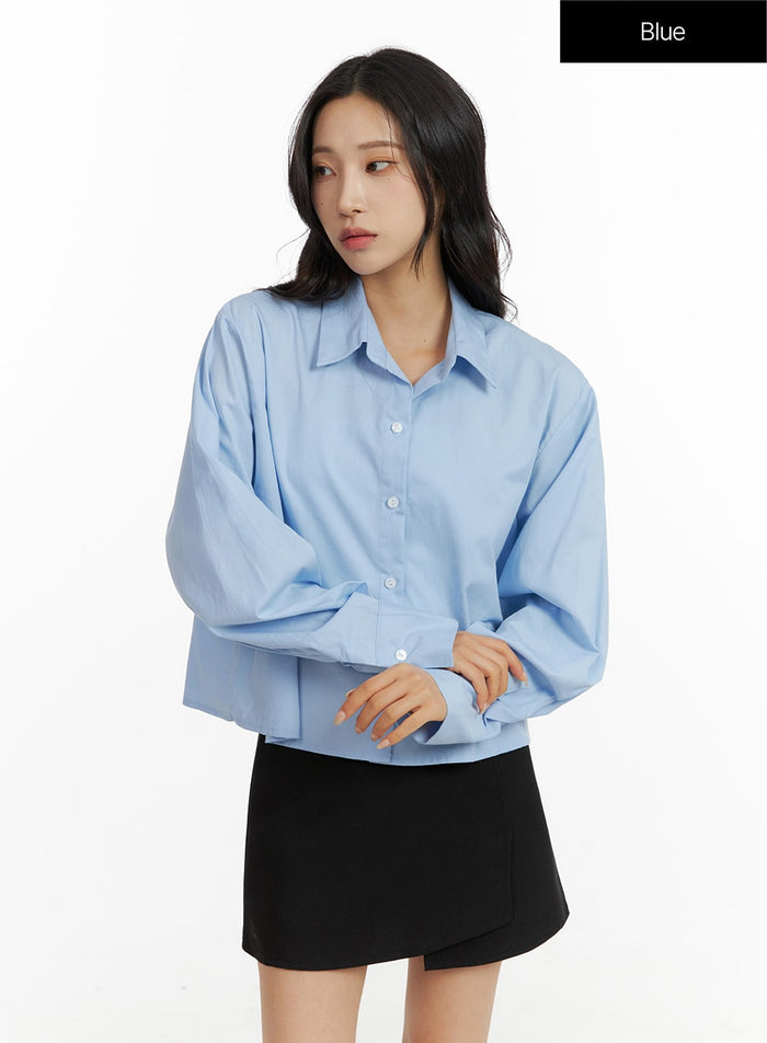 basic-crop-collar-shirt-cf415 / Blue