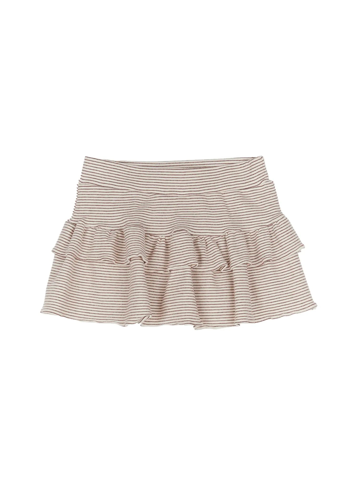 striped-layered-mini-skirt-co520 / Brown
