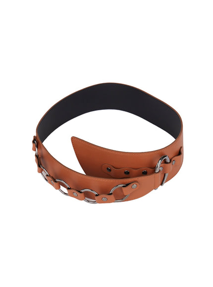 faux-leather-link-belt-cy514 / Brown