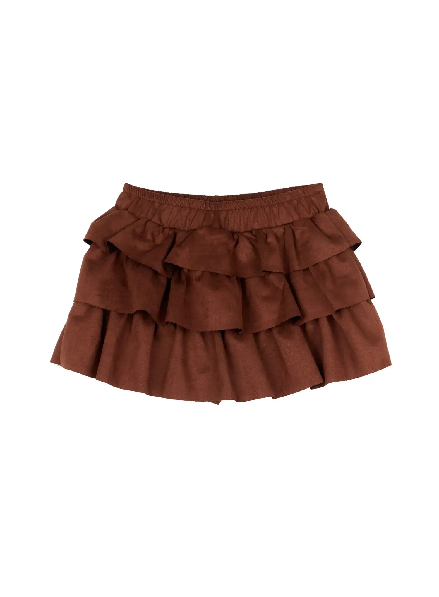ruffled-tiered-mini-skirt-cn526 / Brown