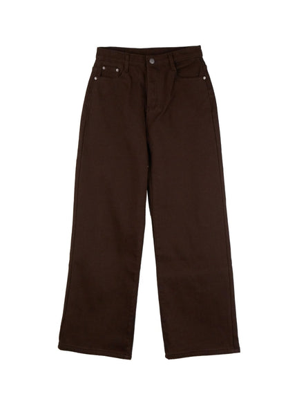 solid-comfy-wide-leg-pants-od412 / Brown