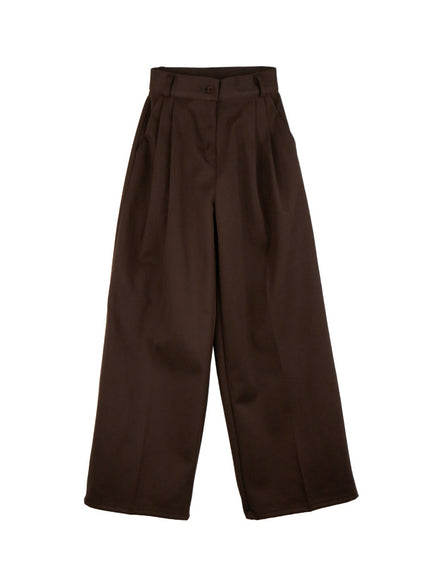 solid-print-tailored-trousers-od403 / Brown