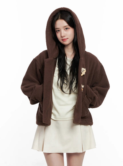 toggle-hooded-jacket-co524 / Brown