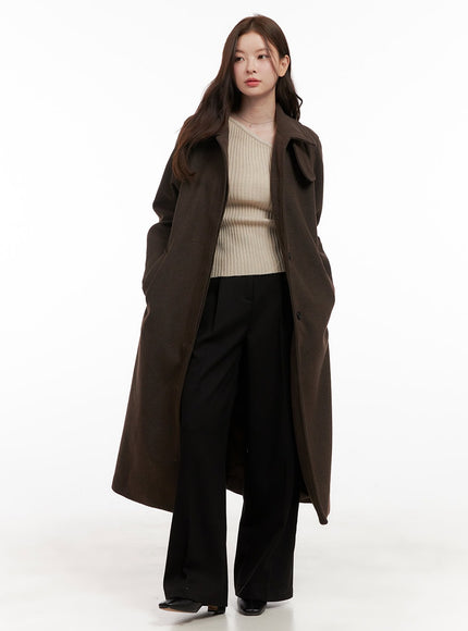 collared-long-wool-blend-trench-od403 / Brown