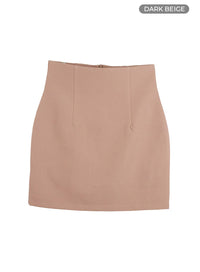basic-high-waist-mini-skirt-ou411 / Dark beige