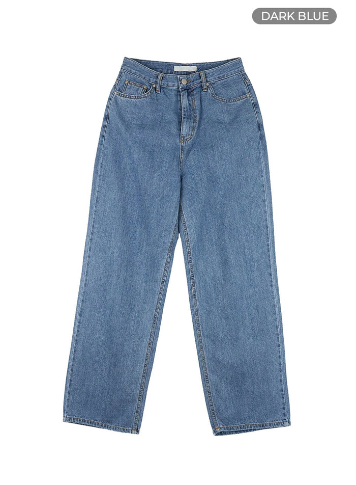 summer-light-washed-denim-jeans-ou407 / Dark blue