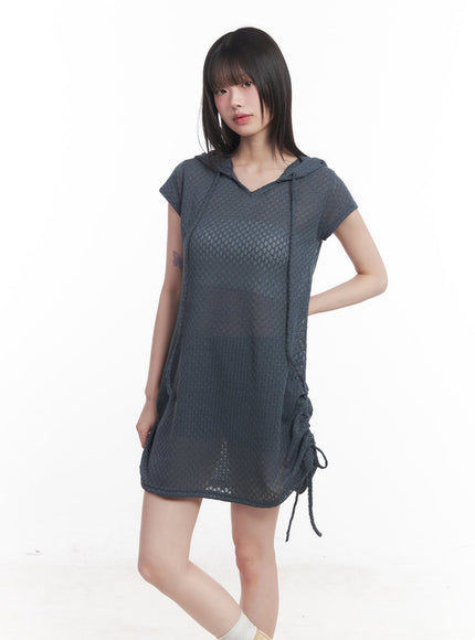 hooded-loose-fit-mini-dress-cu505 / Dark blue