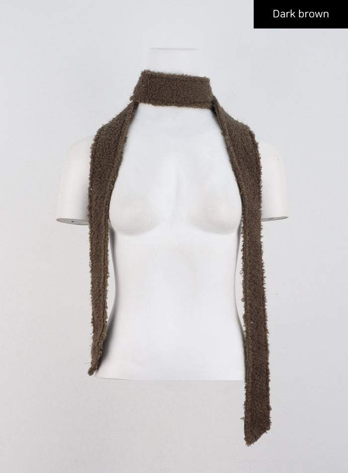 plush-skinny-scarf-cn328 / Dark brown