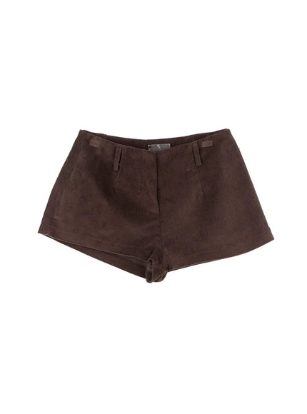 trendy-corduroy-low-rise-shorts-cn528 / Dark brown