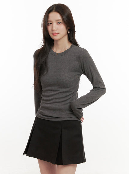 classic-round-neck-long-sleeve-top-on429 / Dark gray