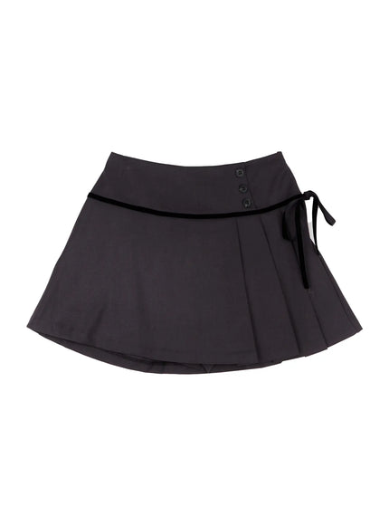 ribbon-detail-mini-skirt-co515 / Dark gray