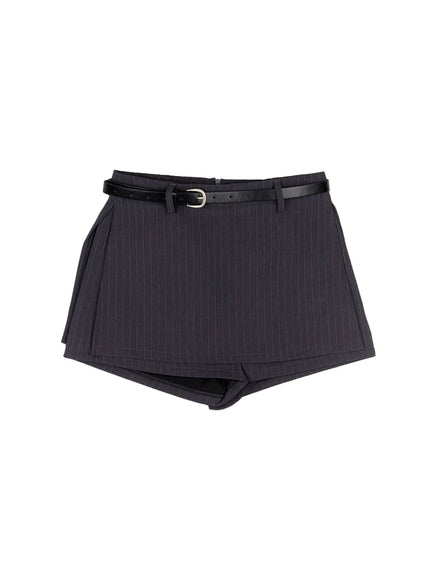 chic-skirt-and-belt-set-co520 / Dark gray