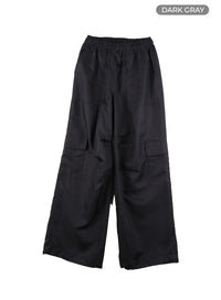 solid-low-waist-cargo-pants-ca418 / Dark gray