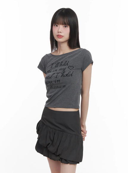 graphic-slim-fit-crop-top-cu518 / Dark gray