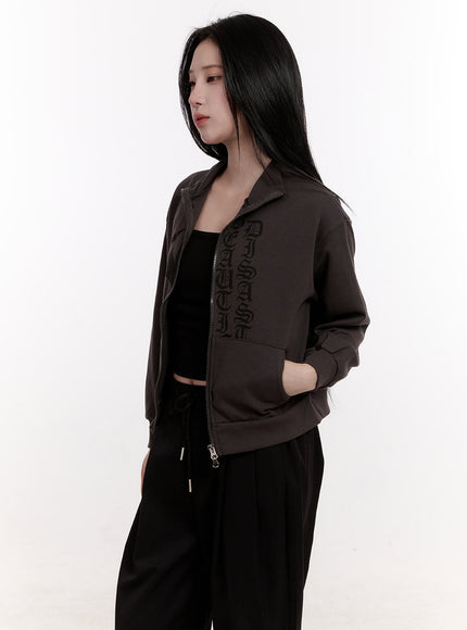 two-way-graphic-zip-up-sweatshirt-cj531 / Dark gray