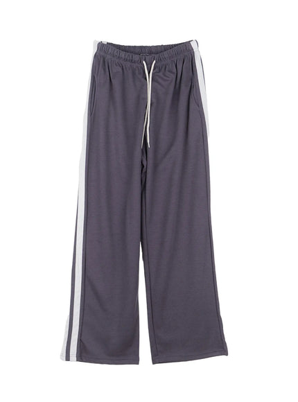 striped-wide-leg-sweatpants-cs501 / Dark gray