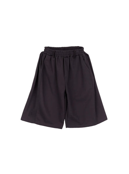 pleated-baggy-sweat-shorts-ca503 / Dark gray
