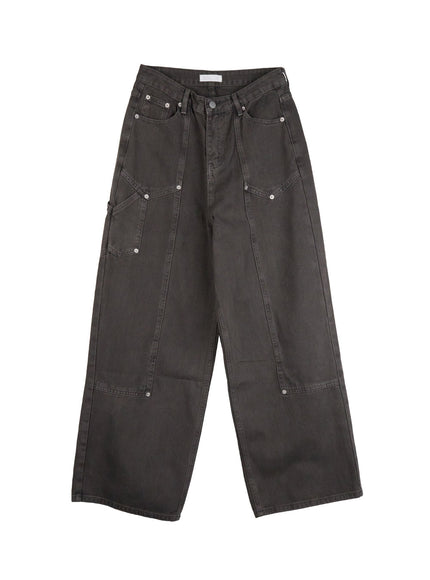 stud-carpenter-wide-fit-cotton-pants-cn412 / Dark gray