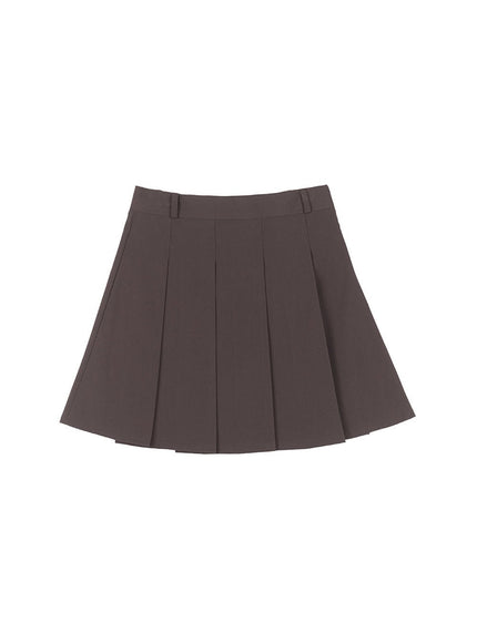 classic-pleated-midi-skirt-cy526 / Dark gray