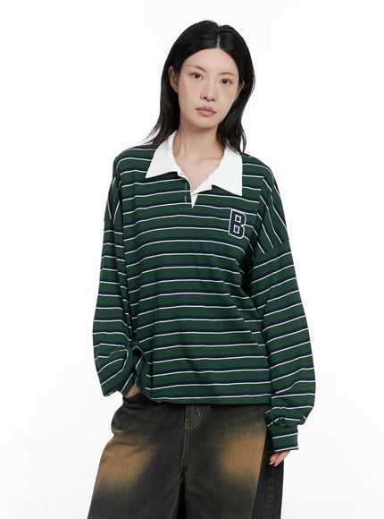 Striped Polo Long Sleeve Shirt CS526