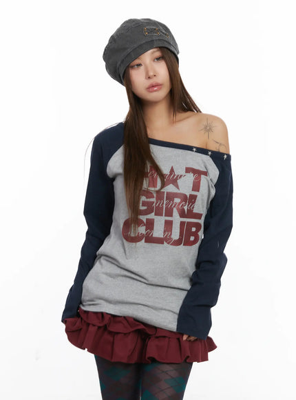 off-shoulder-long-sleeve-top-cj513 / Gray