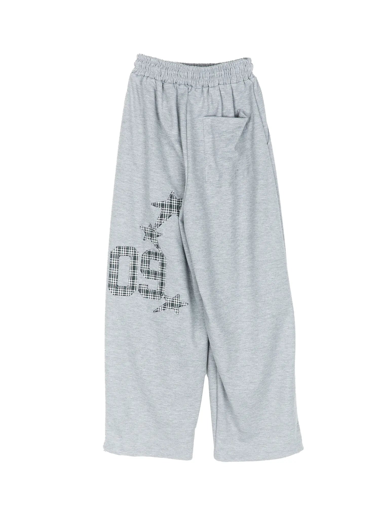 plaid-graphic-wide-leg-sweatpants-cy529 / Gray
