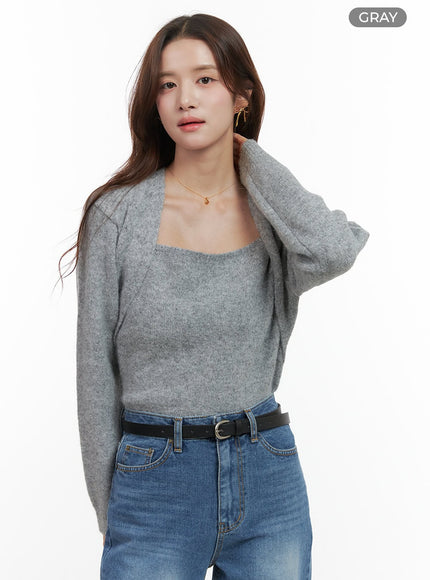 cozy-knit-bolero-sweater-oo421 / Gray