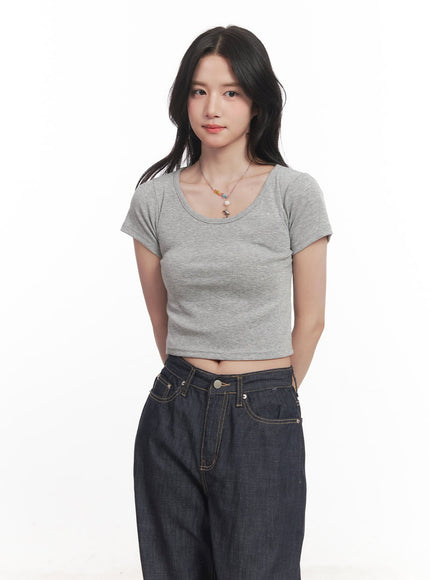 basic-slim-fit-crop-top-ca510 / Gray