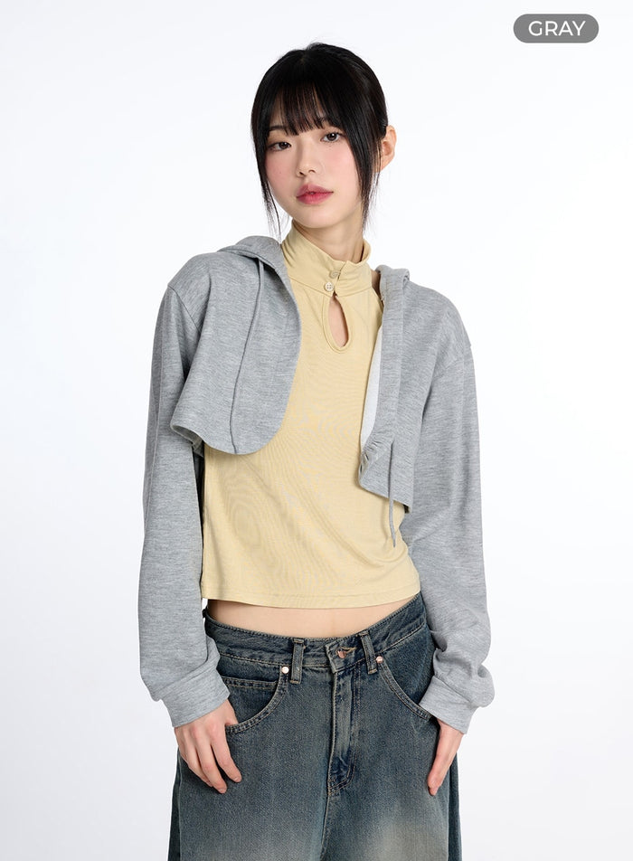 cotton-hoodie-bolero-cm415 / Gray