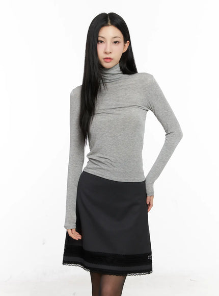 basic-slim-fit-long-sleeve-turtleneck-cg526 / Gray