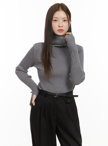 ribbed-turtle-neck-sweater-od412 / Gray