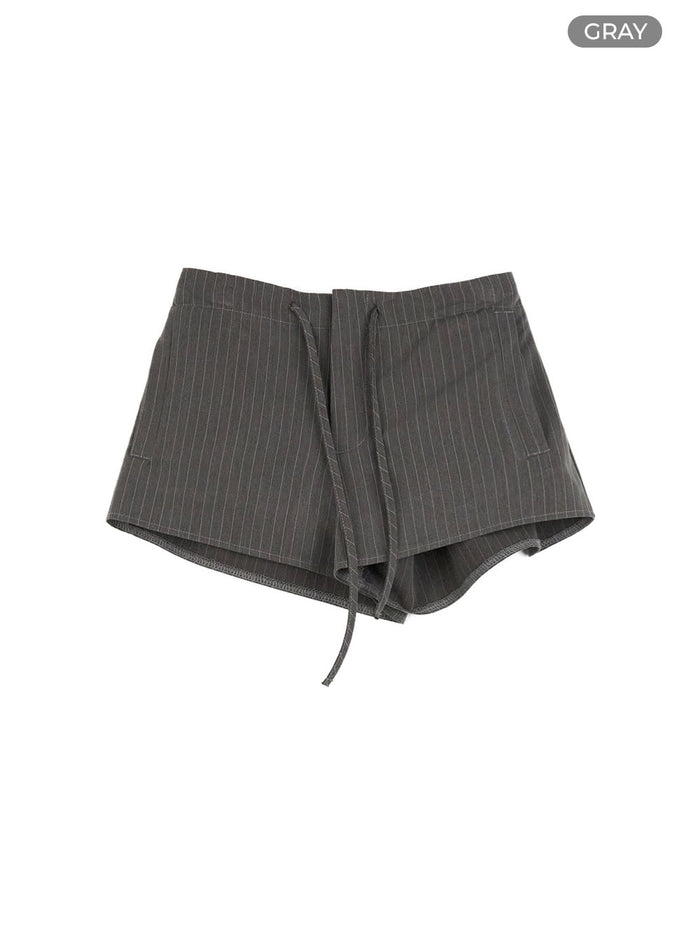 striped-drawstring-micro-shorts-cu421 / Gray