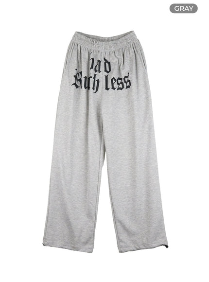 banded-lettering-sweatpants-ol408 / Gray