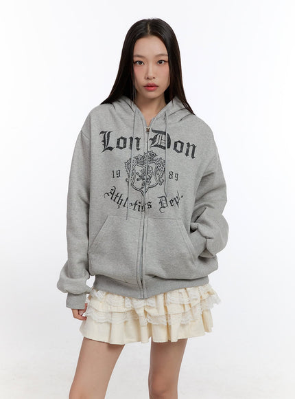 comfy-graphic-zip-up-hoodie-cn421 / Gray