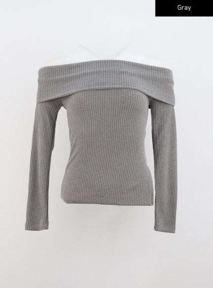 off-shoulder-slim-fit-knit-top-cn317 / gray