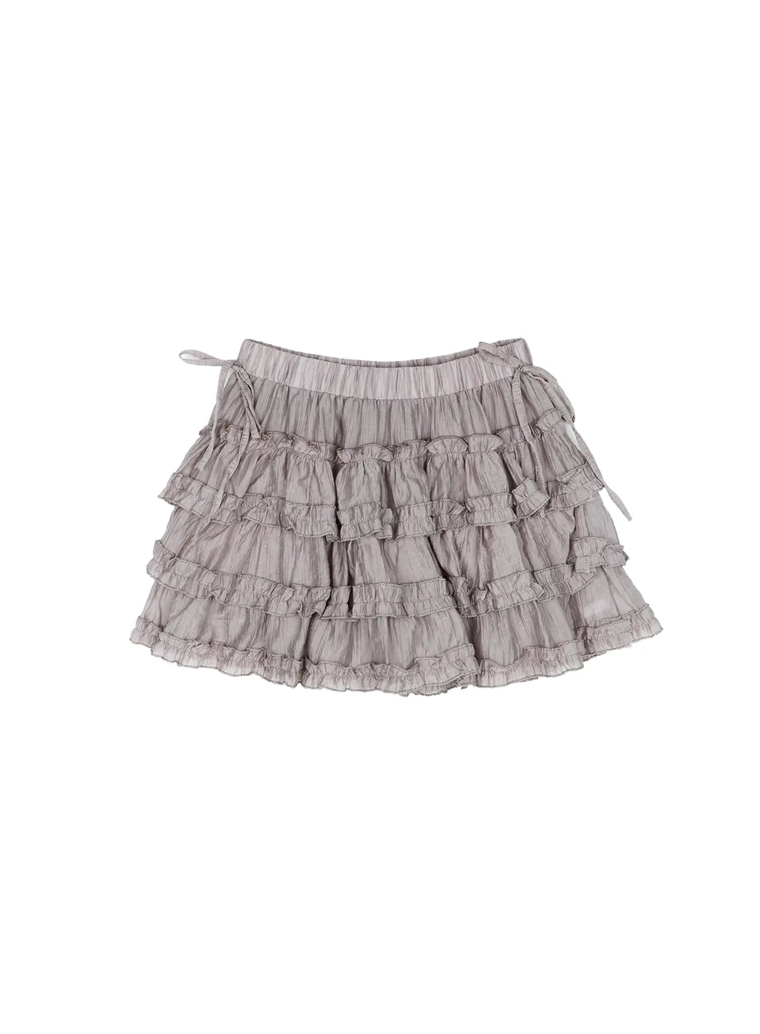 romantic-tiered-ruffle-mini-skirt-cy529 / Gray